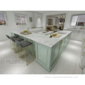 Italian contemporary solid wood light green kitchen cabinets